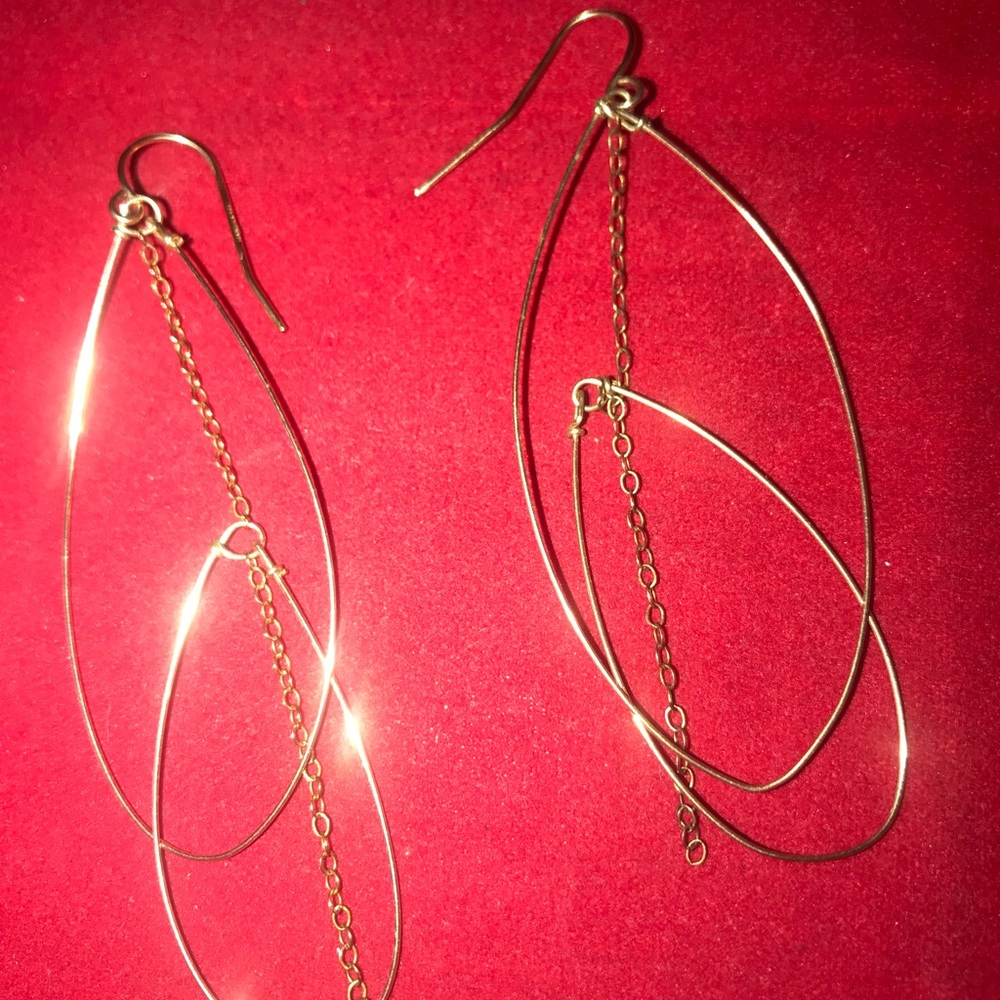 GORJANA LOT Gold Hoops Chain Drop Earrings 2 PAIR